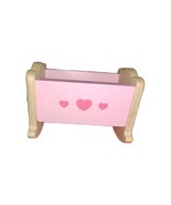 Pink Wooden Cradle Dollhouse Furniture Nursery Rocking Crib Bed  miniatu... - $13.05 CAD
