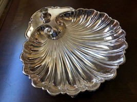 Mid Century silver plated footed scalloped shell Server bowl dish candle... - £42.91 GBP
