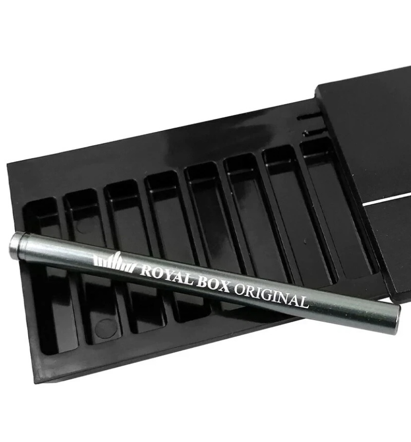 Royal Box Black 8 Compartment Snuff Box w/ Built in 3” Metal Straw Clean Elegant Item image 6
