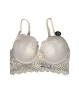 Maddie &amp; Coco Long Line Push Up Ivory Lace Lightly Padded Underwire Size... - $16.82