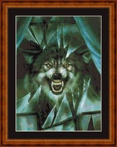 ANGRY WOLF - pdf cross stitch chart  in 14/18 count Original Artist Unknown - $12.00