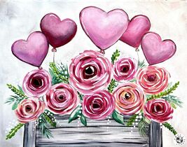 NEW Hearts and Roses Painting Kit - Paint Your Own - Hand-Drawn - Canvas... - $38.00