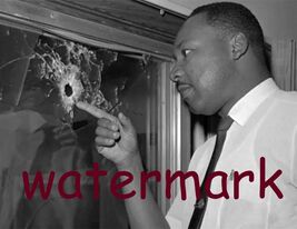 Martin Luther King Jr. Pointing at Bullet Hole in Window 8x10 Photo - $8.60
