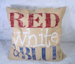 Red White &amp; Blue Throw Pillow Patriotic 4th of July Americana Sofa Pillo... - $16.78