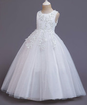 Girls white first communion ankle length and wedding party dress 4-14years - £93.52 GBP