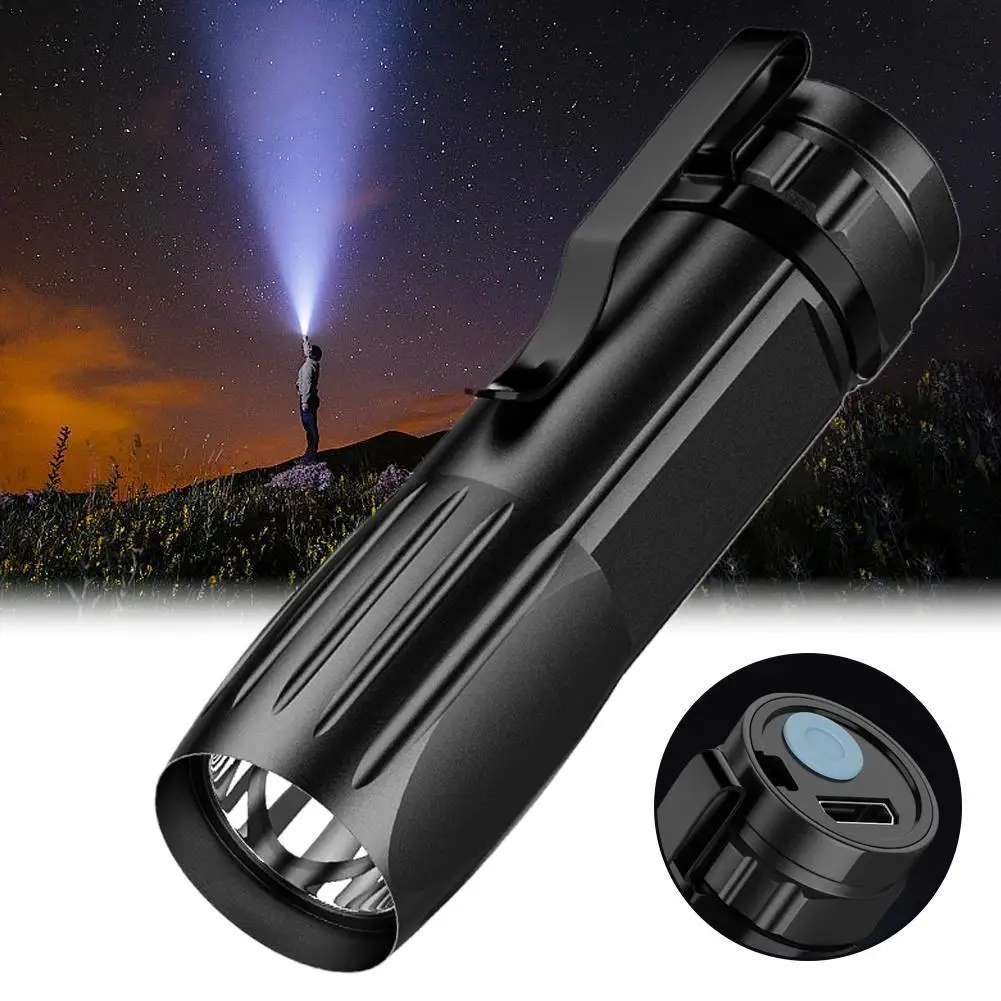 Portable Powerful LED Flashlight Aluminum Alloy Torch USB ReChargeable Outdoor - £9.61 GBP