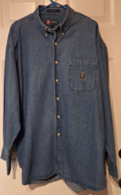 Vintage Chaps Ralph Lauren Polo Shirt Mens XL Blue Denim Button Down Long Sleeve - $25.22
