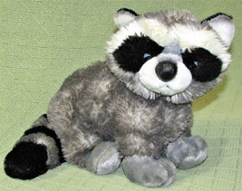 Aurora Bandit Raccoon Stuffed Animal 12" Plush Standing Grey Black Stripes Soft - $11.34