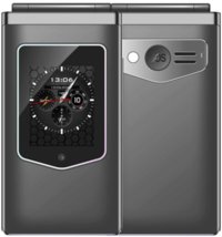 Hamtod T8 4G Us Quad-Core 2.8"+1.77" Dual Screen Lte Bt Sos Otg Flip Phone Grey - $89.99