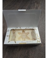 Vintage Set of 3 Avon Spun Glass Gold Christmas Ornaments Tree Star Angel - €11,09 EUR
