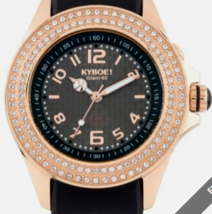 New Kyboe 40MM Watch Radiant Collection Silicone Black Rose Gold LED SWAROVSKI - £119.89 GBP