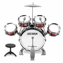 Toddler Drum Kit Kids Toy Jazz Drum Set 5 Drums With Stool Mini Band Roc... - $91.99
