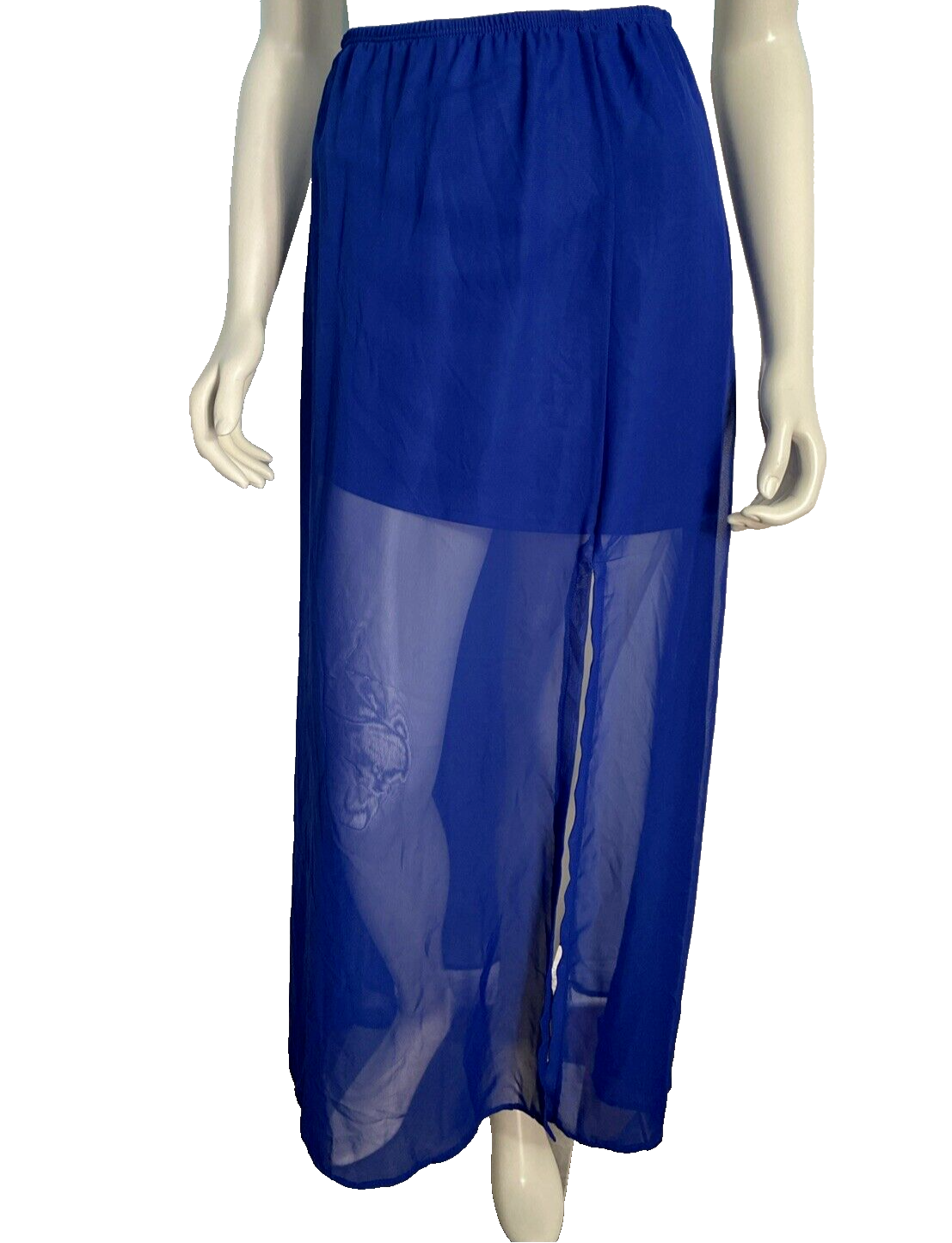 Lily White Royal Blue Elastic Waist Pull On Maxi Skirt Size XS - $14.24