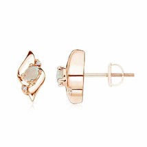 ANGARA Oval Opal and Diamond Shell Stud Earrings in 14K Rose Gold - £334.28 GBP