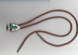 Vintage M&amp;F Western Arrowhead Bolo Tie w/ Turquoise Stone Arrow-shaped - £59.34 GBP