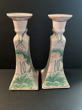 Vintage Toyo H.F.P. Macau Flower Floral Pastels Porcelain Candle Sticks ... - £14.28 GBP