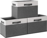 Grey, 15&quot; X 11&quot; X 9.6&quot;, Ghvyennttes Storage Bins [3-Pack] Large Foldable... - £29.64 GBP