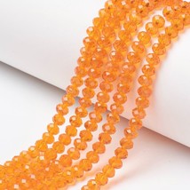 Z  Lot of 5 strands Faceted, Rondelle Dark Orange Transparent Glass Beads OR33 - £7.14 GBP