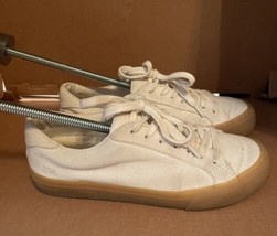 Madewell Sidewalk Low Top Sneakers White Gum Sole Canvas Shoes Womens 5.5 M - $30.99