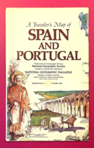 Traveler&#39;s SPAIN &amp; PORTUGAL National Geographic Map Poster 1984 FREE shipping - £7.81 GBP
