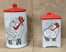 Vtg Kitsch Textured Sheep Canister Set Farmcore Kitchen Cottagecore AS IS READ - £41.15 GBP