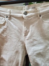 Loft Women&#39;s White Denim Cotton Blend Zippered Rise Skinny Ankle Casual Pant - £20.44 GBP