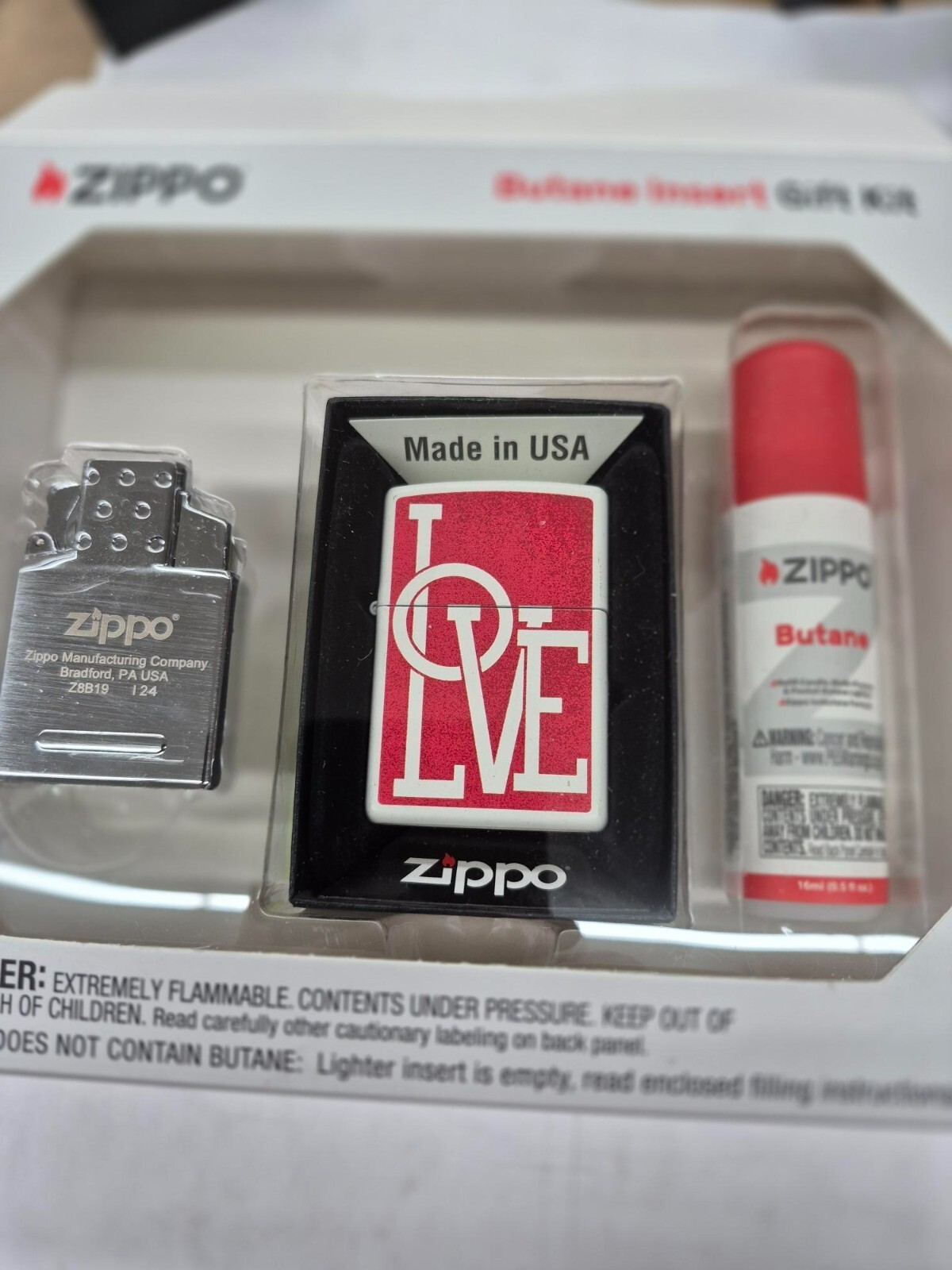Rare White LOVE Zippo Lighter Gift Kit - $37.95