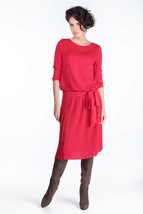 Europ EAN Work Dress Knitted Pleated Skirt 3/4 Sleeves Retro Style Office Party - £115.54 GBP