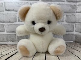 Charisma vintage small 9" white plush teddy polar bear beige feet ears s... - $15.42