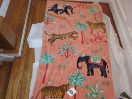 John Robshaw Tiger Elephant Shiva Ginger Oversized Cotton Beach Towel 40... - $52.75