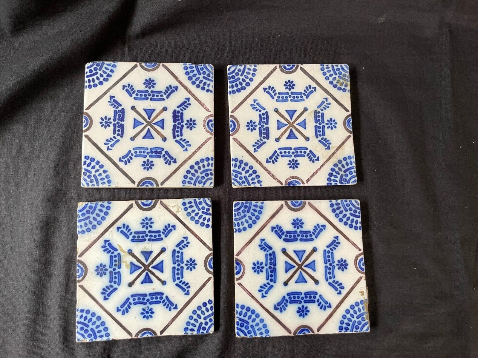 Primary image for set of 4 antique french jugendstil tiles