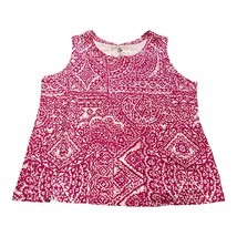Studio Works Tank Top Women&#39;s 1X Pink Floral 100% Cotton Round Neck Pull... - £14.30 GBP