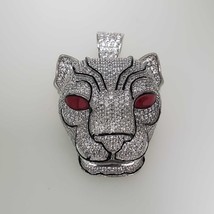 2.50 Ct Round Simulated Diamond Panther Head Pendant White Gold Plated Silver - £158.23 GBP