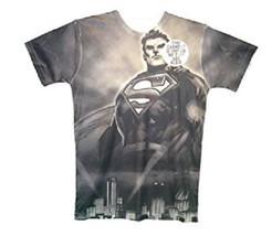 DC COMICS SUPERMAN MENS XL ONE OF A KIND STYLE BLACK POLYESTER T-SHIRT NEW - $16.97