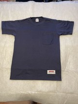 Vintage Jerzees Super T Shirt Pocket 50/50 Blue Blank Mens Sz Med 90s USA Made - £13.92 GBP