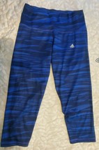 Adidas Capri Pants Joggers Womens Sz Med Gray Blue Workout Athleisure Running  - £14.62 GBP