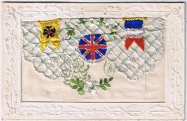 Military Postcard WW 1 Embossed Silk Embroidered England Russia France Xmas - $16.82