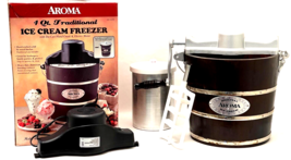 Aroma Ice Cream Freezer Traditional Ice Cream Maker Electric 4 Quart AIC... - £58.83 GBP