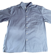 ARROW Men&#39;s  Ribbed Large Short Sleeve Button Up Blue Shirt Cotton Casual - $7.84