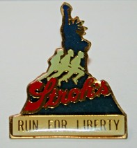 Vintage 1982 STROHS BEER Run For Liberty Enameled Jacket Lapel PIN Statue - £7.77 GBP