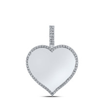 10kt White Gold Mens Round Diamond Heart Charm Pendant 1/5 Cttw - £743.18 GBP