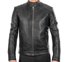 Original Sheepskin Men Leather Jacket Biker Style - $169.99