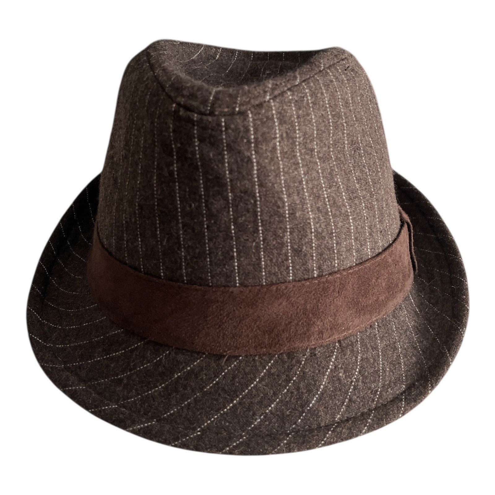 Granule by Concept 1 Brown Pinstripe Fedora Hat – Wool Blend Classic Style Y2K Item image 8
