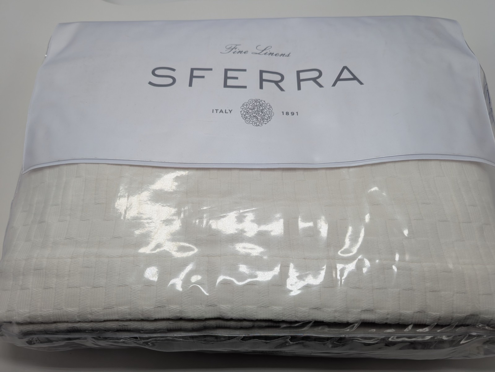Sferra Lecce Oyster King Coverlet  Textured Brick Layered Cotton Portugal NEW Item image 6