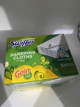 NEW Swiffer Sweeper Dry Cloths Sweeping Refills W/Gain 32 Dry Cloths 10.4&quot;x8&quot; - $10.88