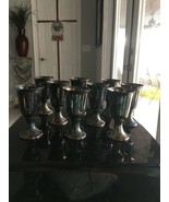 Vintage Crescent Silver Company Mini 3&quot; Silver Plated Goblet Set of 9 - $65.44