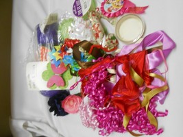 Bag of Hallmark ribbons flowers craft items new &amp; used lot &amp; Red Heart Yarn  - £8.71 GBP