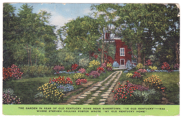 Vtg Postcard-Garden-Old Kentucky Home-Bardstown-John Adams 2c Stamp-Line... - $3.01 CAD