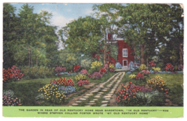 Vtg Postcard-Garden-Old Kentucky Home-Bardstown-John Adams 2c Stamp-Line... - £1.73 GBP