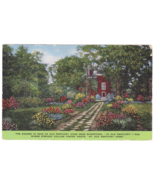 Vtg Postcard-Garden-Old Kentucky Home-Bardstown-John Adams 2c Stamp-Line... - $2.20